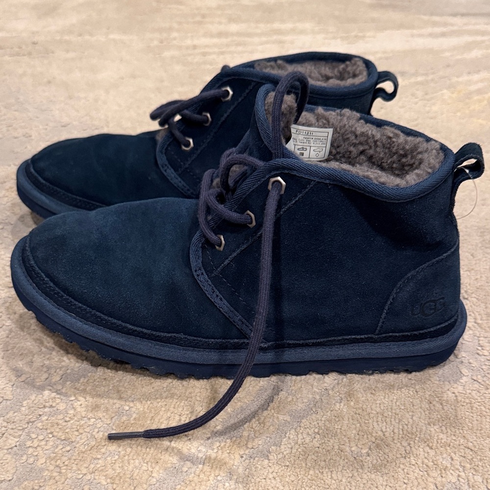 UGG Neumel Navy Blue Suede Sheepskin Chukka Ankle Boots Shoes Size‎ US 9 men
